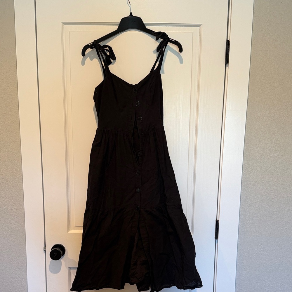 Urban Outfitters Black Button-Down Midi Dress